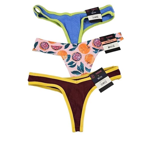 No Boundaries NOBO V-Thong & Ribbed Cotton 3 Pack Thong Panties  – Size XS NWT - Picture 8 of 8
